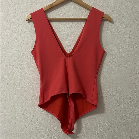 Free People Coral Pink Keep it Sleek Bodysuit Medium - Picture 3 of 11